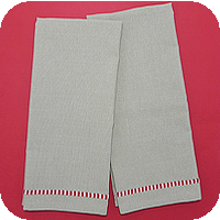 Red/White Candy Cane Trim Kitchen Towel - Natural
